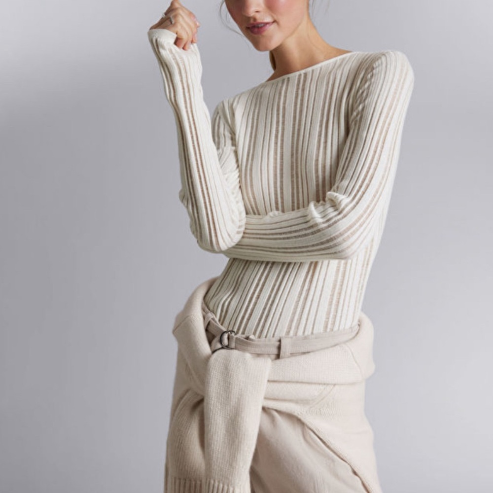 & Other Stories Sheer Rib Knit Top